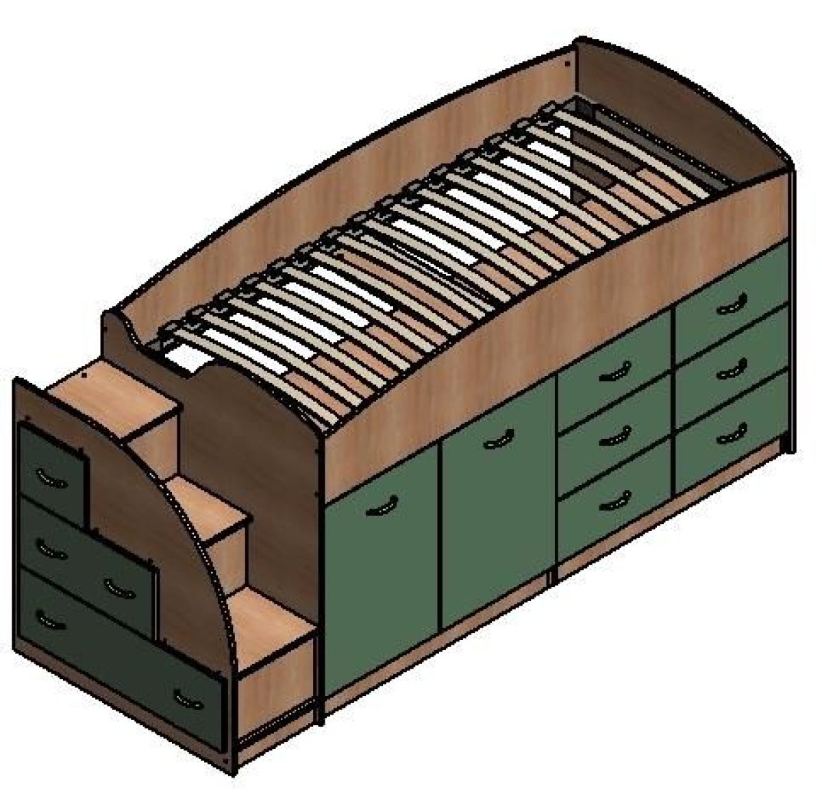 Кровать-чердак "Дюймовочка-4.1"  Дуб молочный/Голубой | фото 2