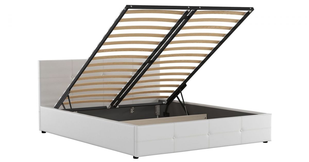 Кровать двойная Синди 160 + ортопед + ПМ + дно (арт. Марика 483 к/з (белый)) | фото 3