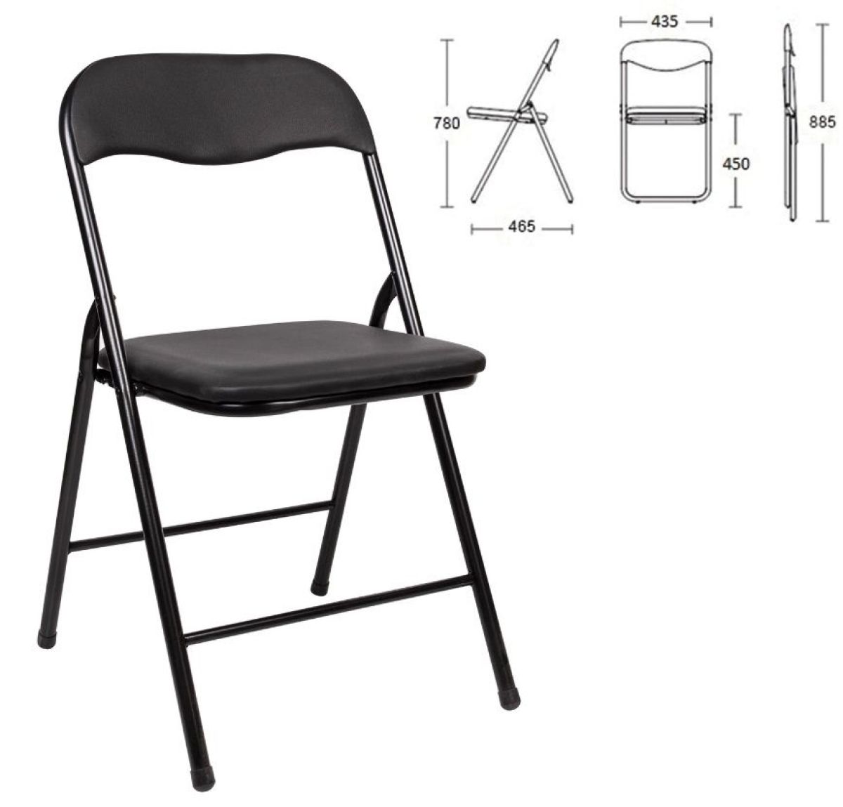 Стул складной BRABIX "Golf CF-007" (черный каркас, кожзам черный) 531565 | фото 2