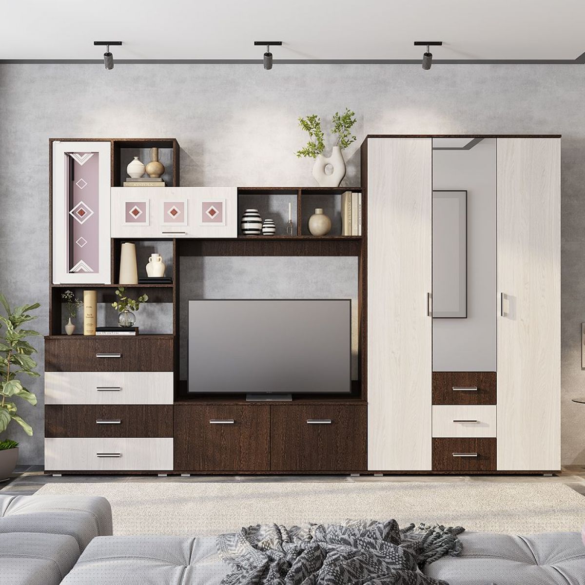 Гостиная Белла (модульная) венге/ясень белый | фото 12