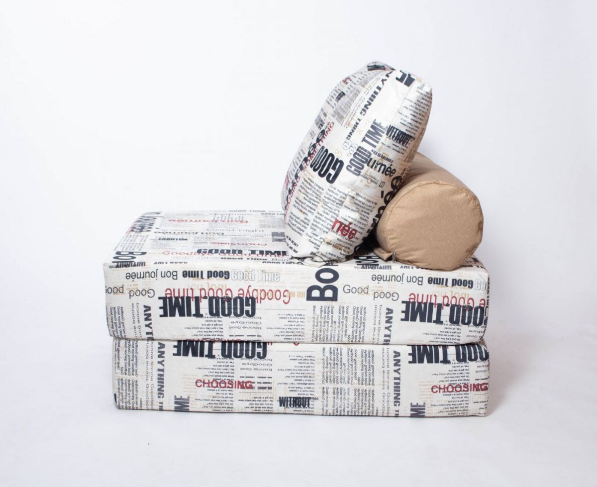 Кресло-кровать-пуф бескаркасное Прайм (Газета) | фото 2