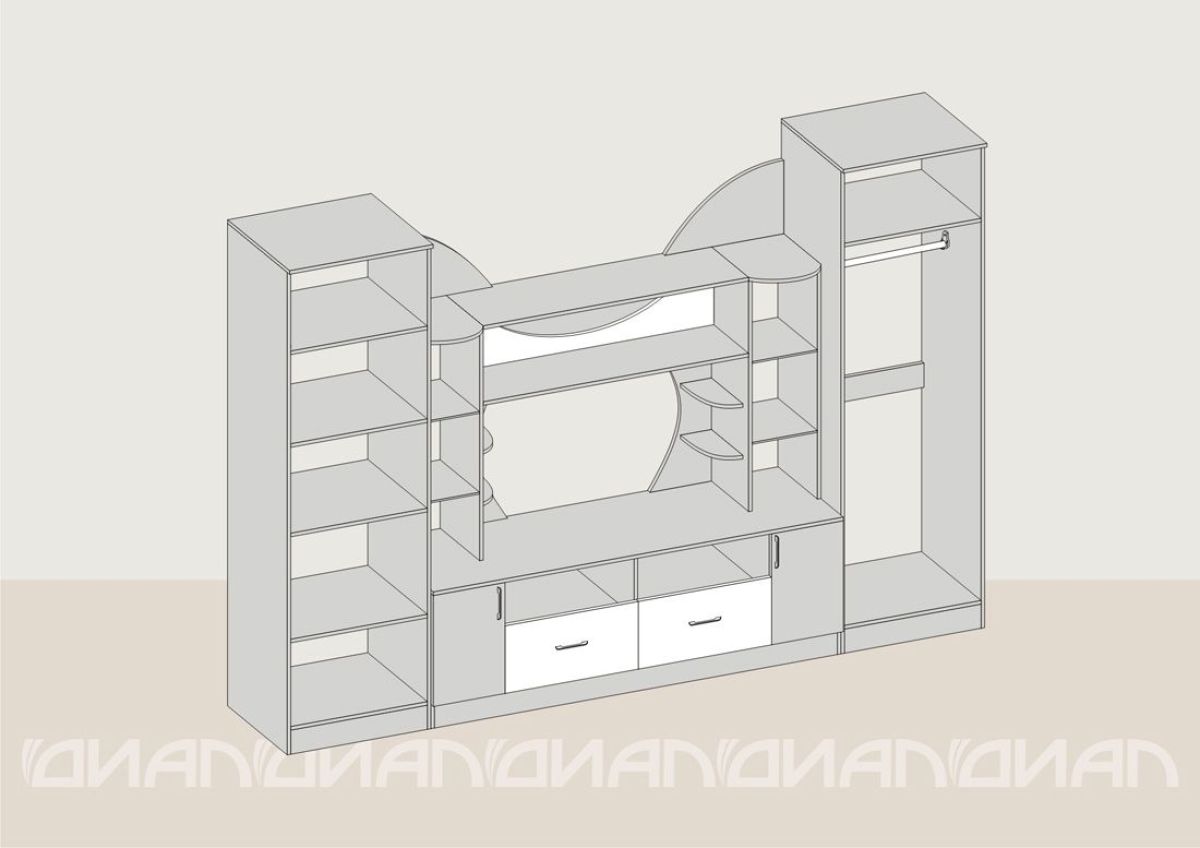 Гостиная Аллегро с 2 шкафами вариант-5 (Ясень светлый/тёмный) | фото 2