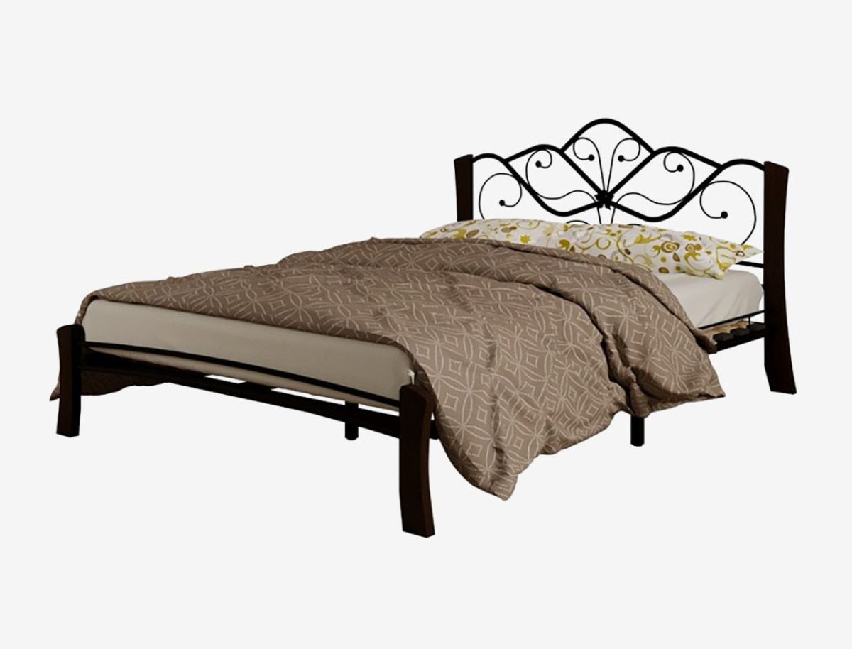 Кровать "Венера 4 Лайт" черная (1400*2000) (ножки-шоколад) с коваными элементами | фото 2