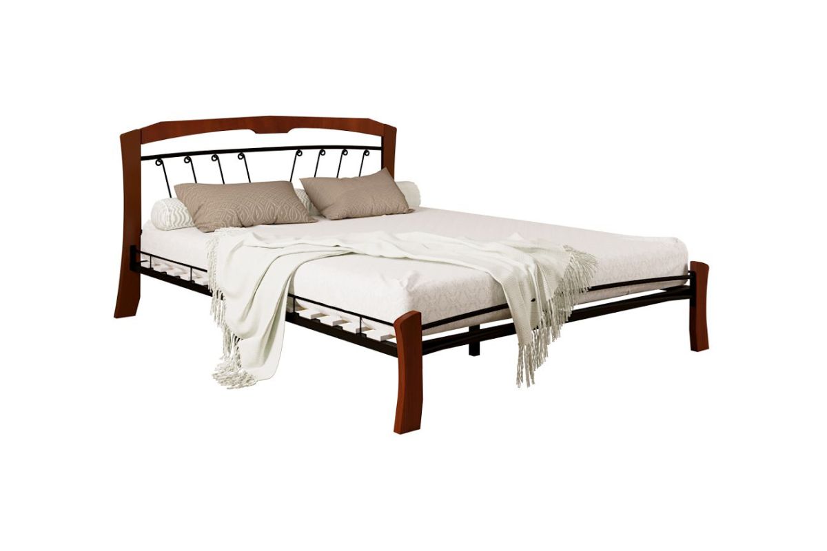 Кровать "Муза 4 Лайт" КМД9 Черная (1600*2000) (ножки-махагон) с коваными изделиями | фото 2