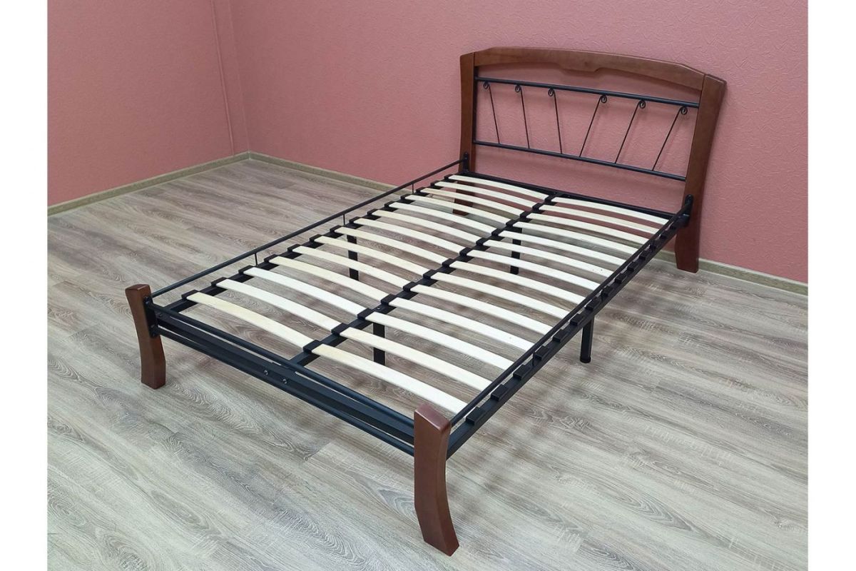 Кровать "Муза 4 Лайт" КМД9 Черная (1600*2000) (ножки-махагон) с коваными изделиями | фото 3
