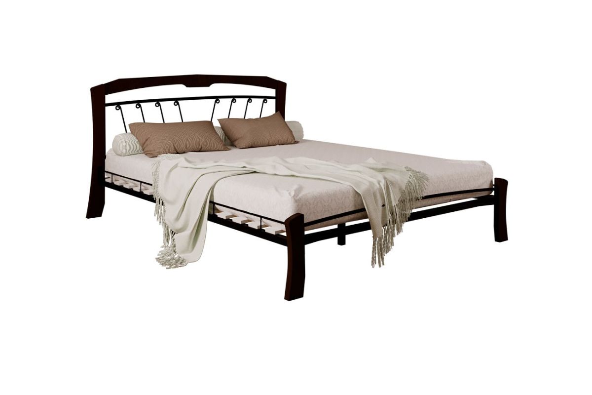 Кровать "Муза 4 Лайт" КМД9 Черная (1600*2000) (ножки-шоколад) с коваными изделиями | фото 2