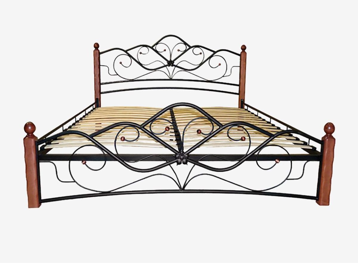 Кровать "Венера 1" КМД4.01 Черная (1600*2000) (ножки-махагон) с коваными элементами | фото 3