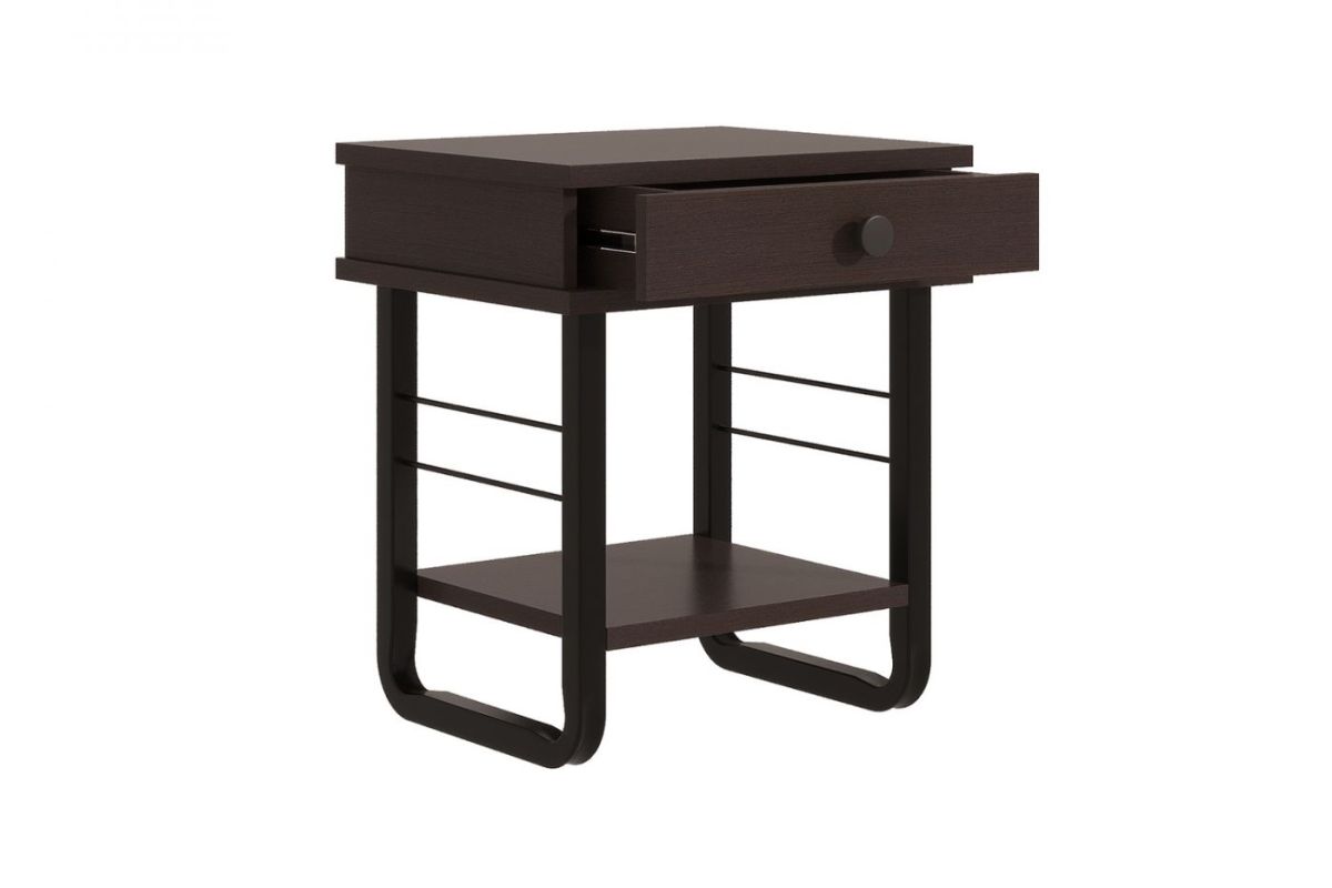 Тумба прикроватная "Грета" с коваными элементами, ЛДСП венге/металл черный | фото 2