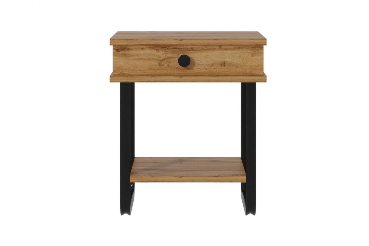 Тумба прикроватная "Грета" с коваными элементами, ЛДСП дуб вотан/металл черный | фото 2