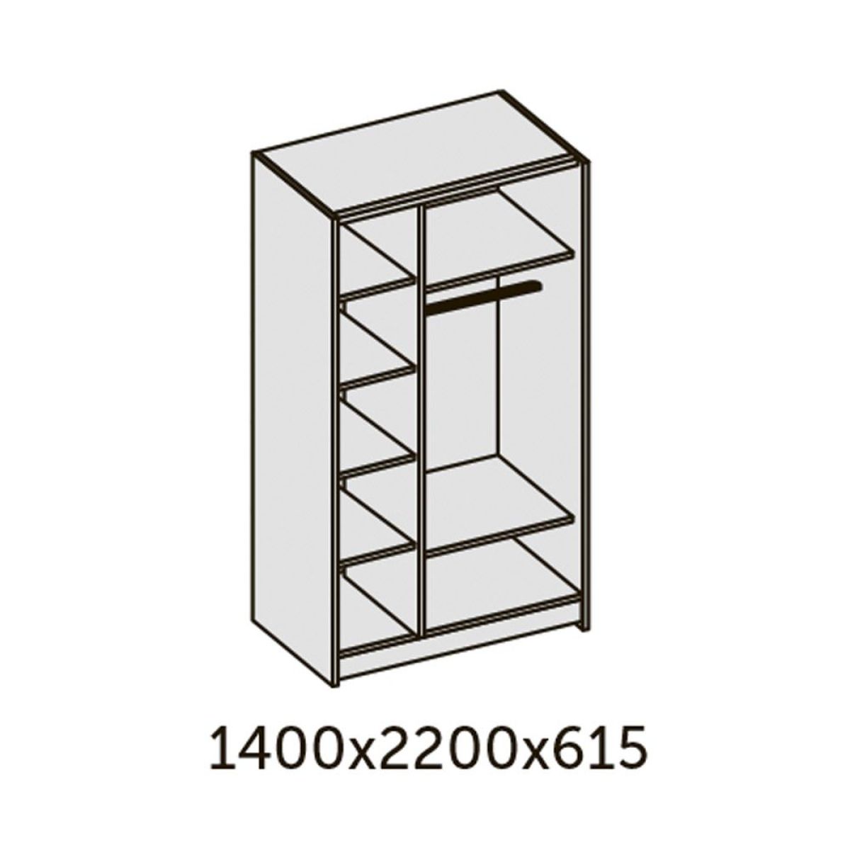 ИННЭС-5 Шкаф-купе 2-х дв. 1400 (2дв. Ф1 - ЛДСП белый глянец) | фото 2