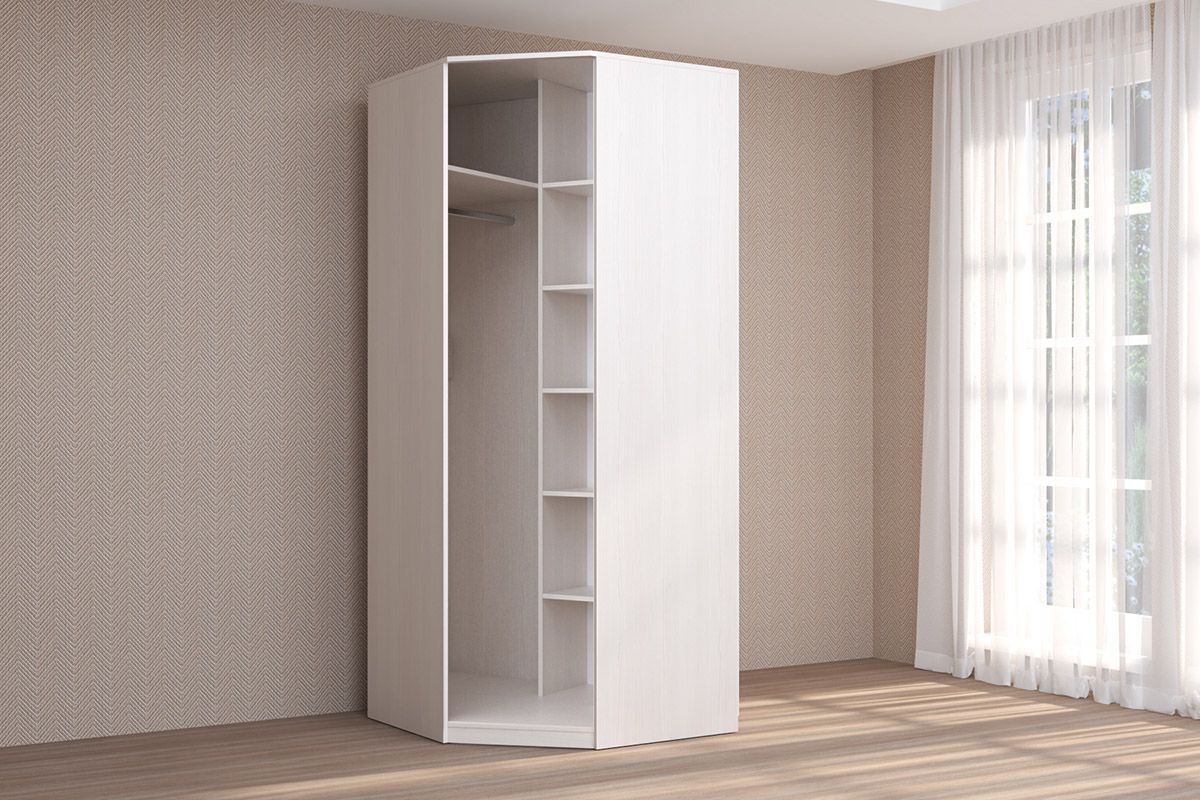 Кэт-4 Шкаф угловой (1 дв глух) (МДФ Бодега белая/Экокожа Caiman белый) | фото 2