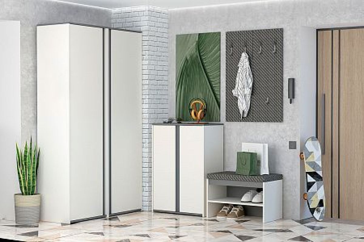 Модульная прихожая Иннэс-12 (ЛДСП миндаль-графит/ЛДСП миндаль) | фото 2