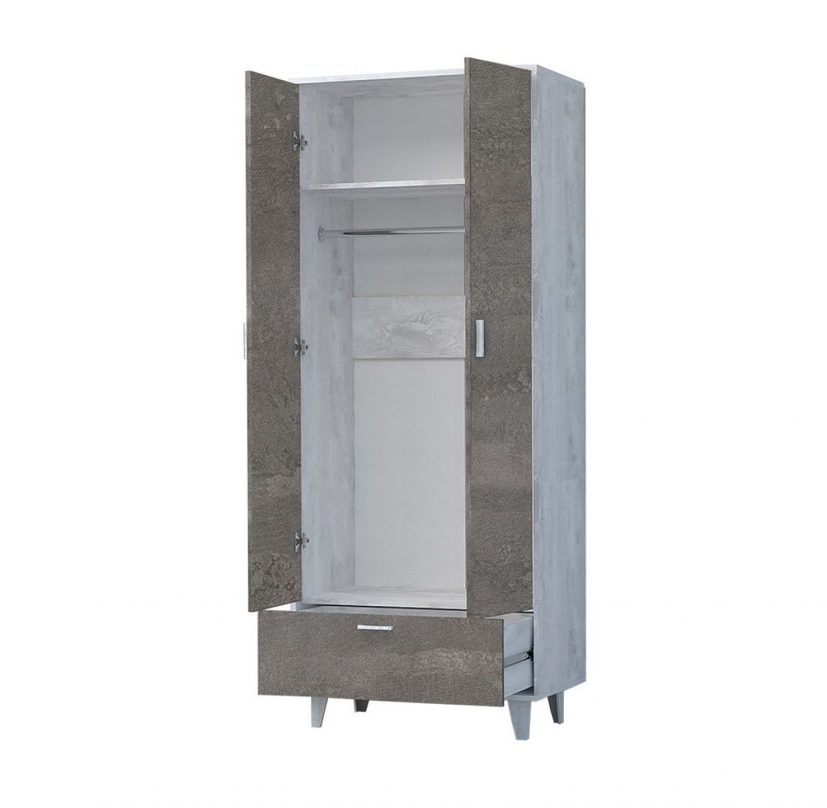 Эго Шк-1 Шкаф с 2дв, 1ящ (бетон светлый/камень темный) на ножках | фото 2