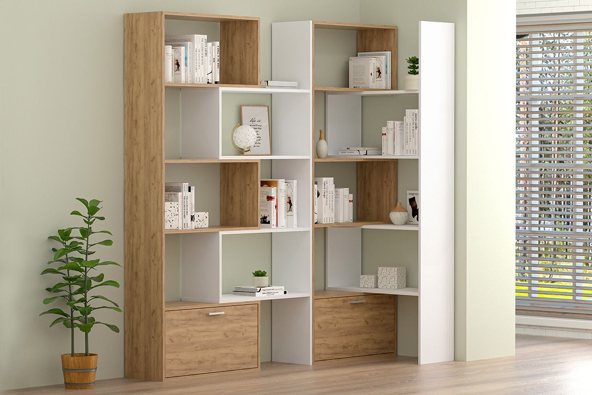 Стеллаж раздвижной (ЛДСП дуб крафт золотой/белый) | фото 2