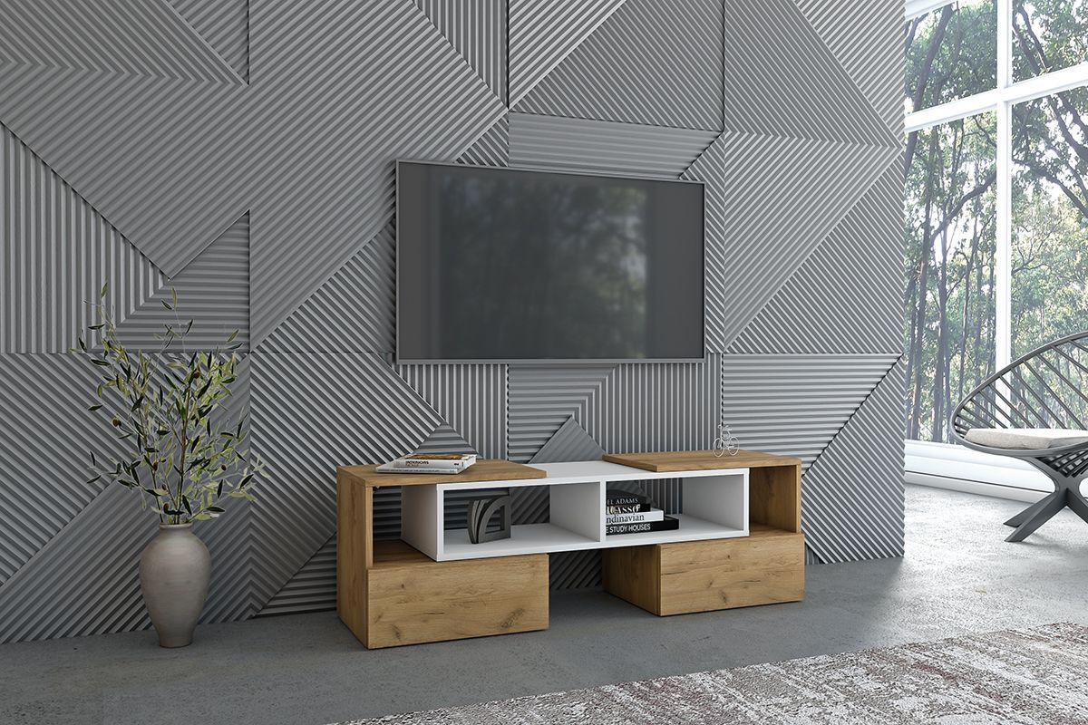 Тумба раздвижная (ЛДСП дуб крафт золотой/белый) | фото 3