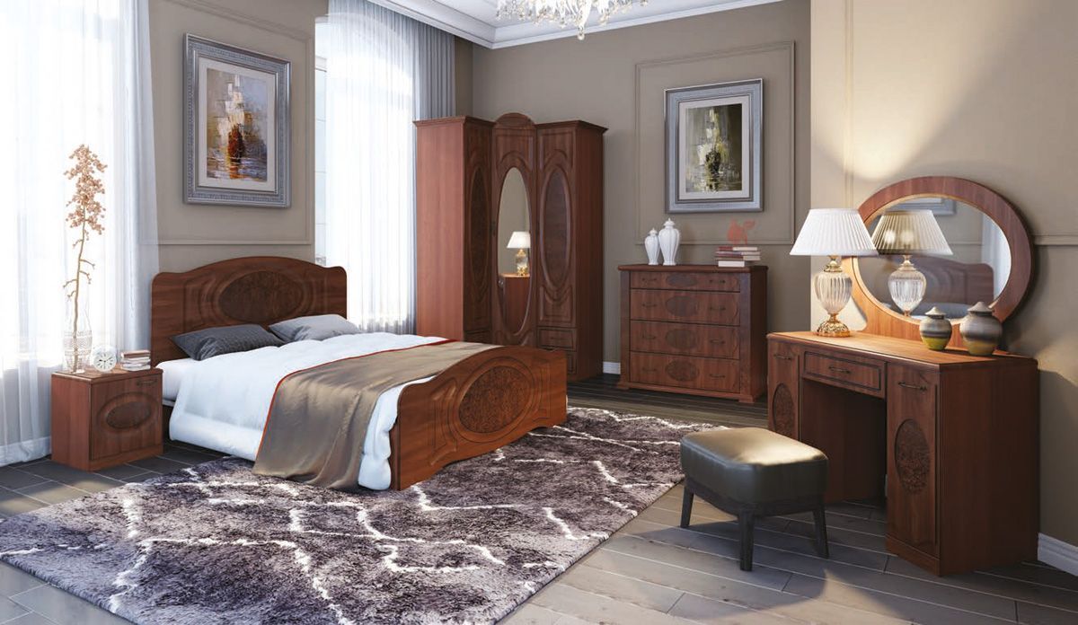 Прованс-2 Кровать 1400 *без основания (Итальянский орех/Груша с платиной черной) | фото 3