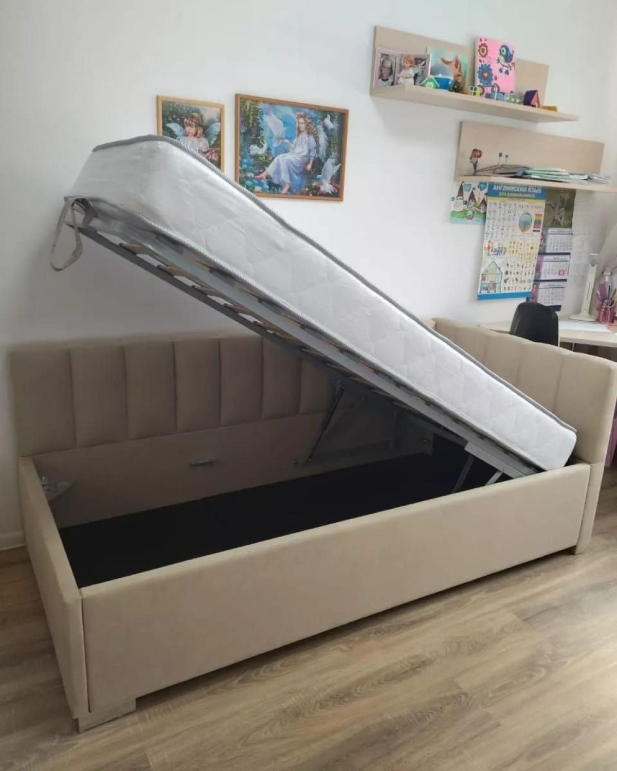 Кровать угловая Мия интерьерная +основание/ПМ/бельевое дно (80х200) | фото 4