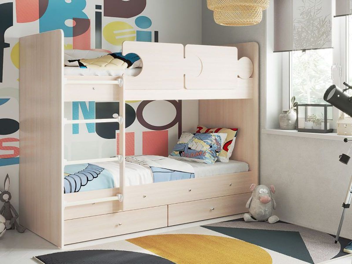 Кровать двухъярусная "Тетрис" (щиты) с бортиками + ящики | фото 16