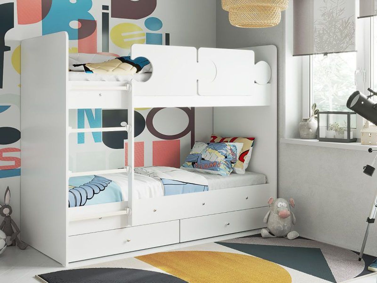 Кровать двухъярусная "Тетрис" (щиты) с бортиками + ящики | фото 17