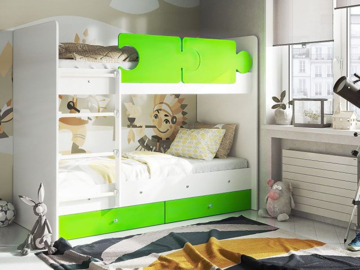 Кровать двухъярусная "Тетрис" (щиты) с бортиками + ящики | фото 19