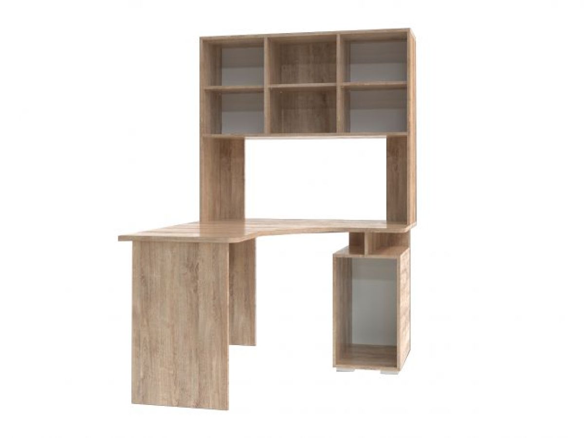 Компьютерный стол КЛ-1.3 с пеналом (фасад ЛДСП) Дуб баррик/белый жемчуг | фото 2