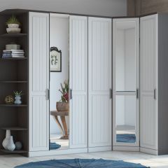 Шкаф угловой с ЗЕРКАЛОМ НКМ ВЕНЕЦИЯ-1 Секция- 5 (Венге/Белое дерево) | фото 3