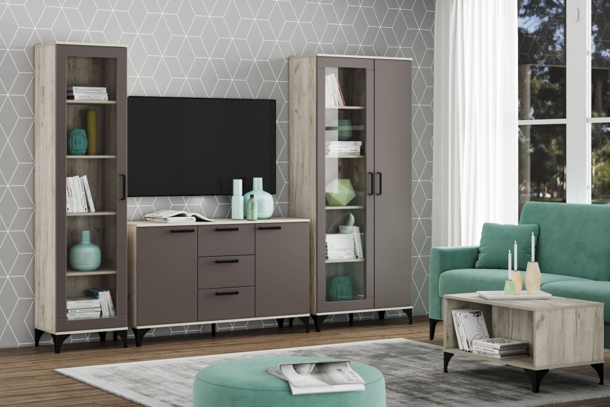 Шкаф-пенал НМ 013.06 "Марсель" (Софт Графит/Дуб Крафт Серый) | фото 3