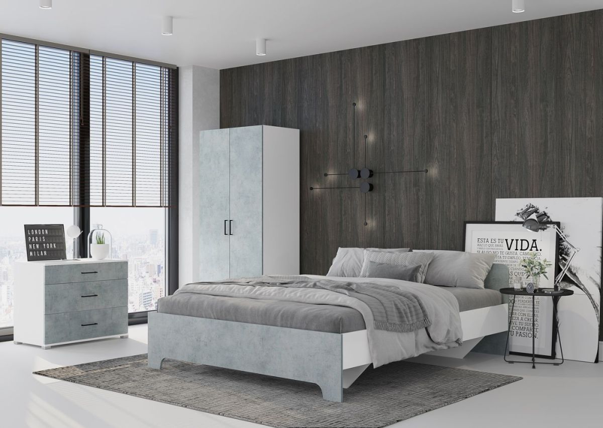 Шкаф 2-х створчатый VICTOR (Белый/Бетон) | фото 3