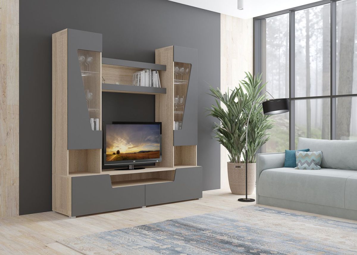 Стенка АНТАЛИЯ 2 (Сонома/Графит софт) | фото 3