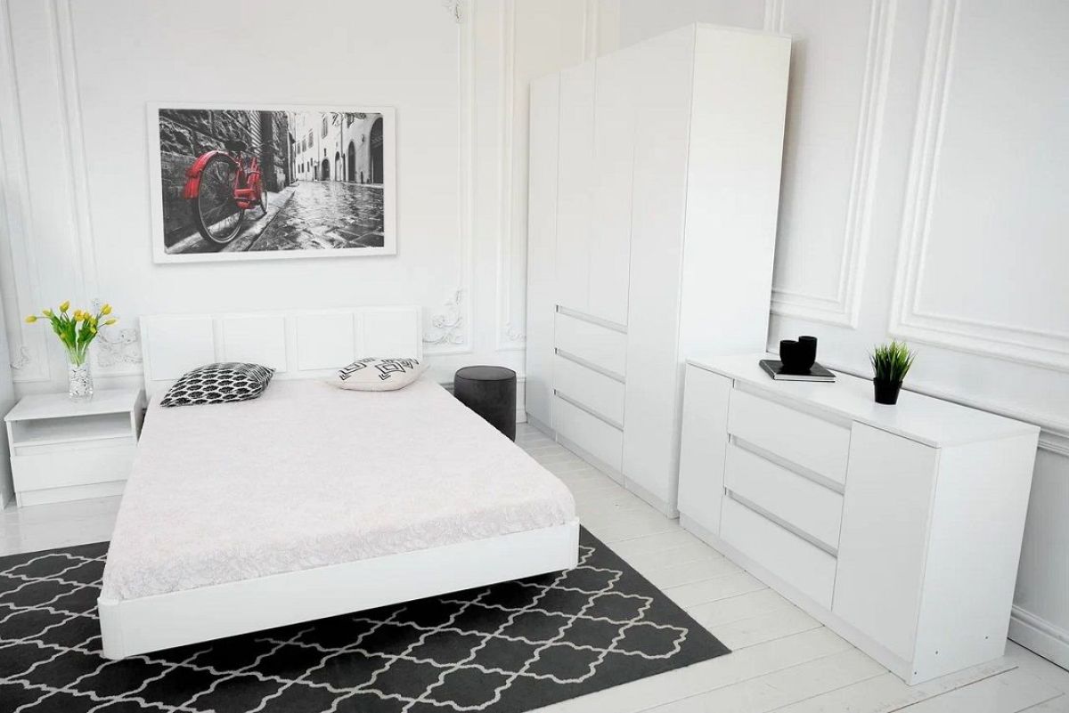 Спальный гарнитур Парус (Белый/Белый) 1400 (Вариант-1) | фото 2