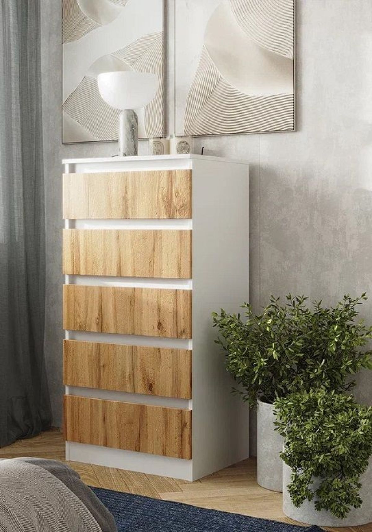 Спальный гарнитур Парус (Белый/Дуб Вотан) модульный | фото 23