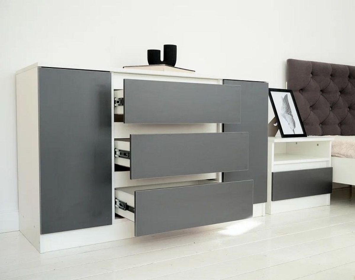 Спальный гарнитур Парус (Белый/Графит) модульный | фото 28