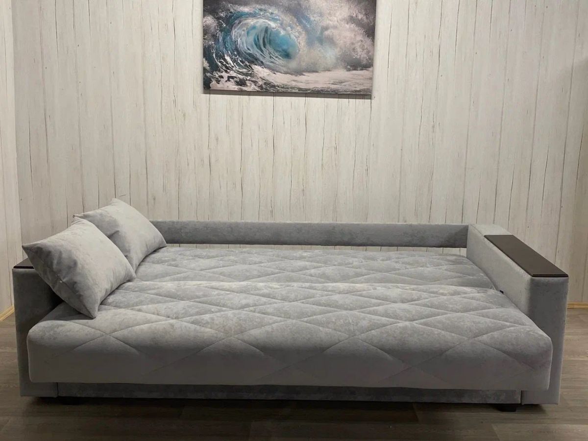 Диван Престиж-15 (НПБ+МДФ) велюр Sensey silver | фото 3