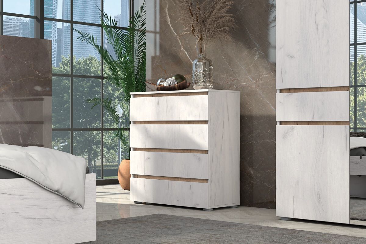 Спальный гарнитур Лиана (Дуб Крафт Белый/Дуб Крафт Золотой) | фото 7