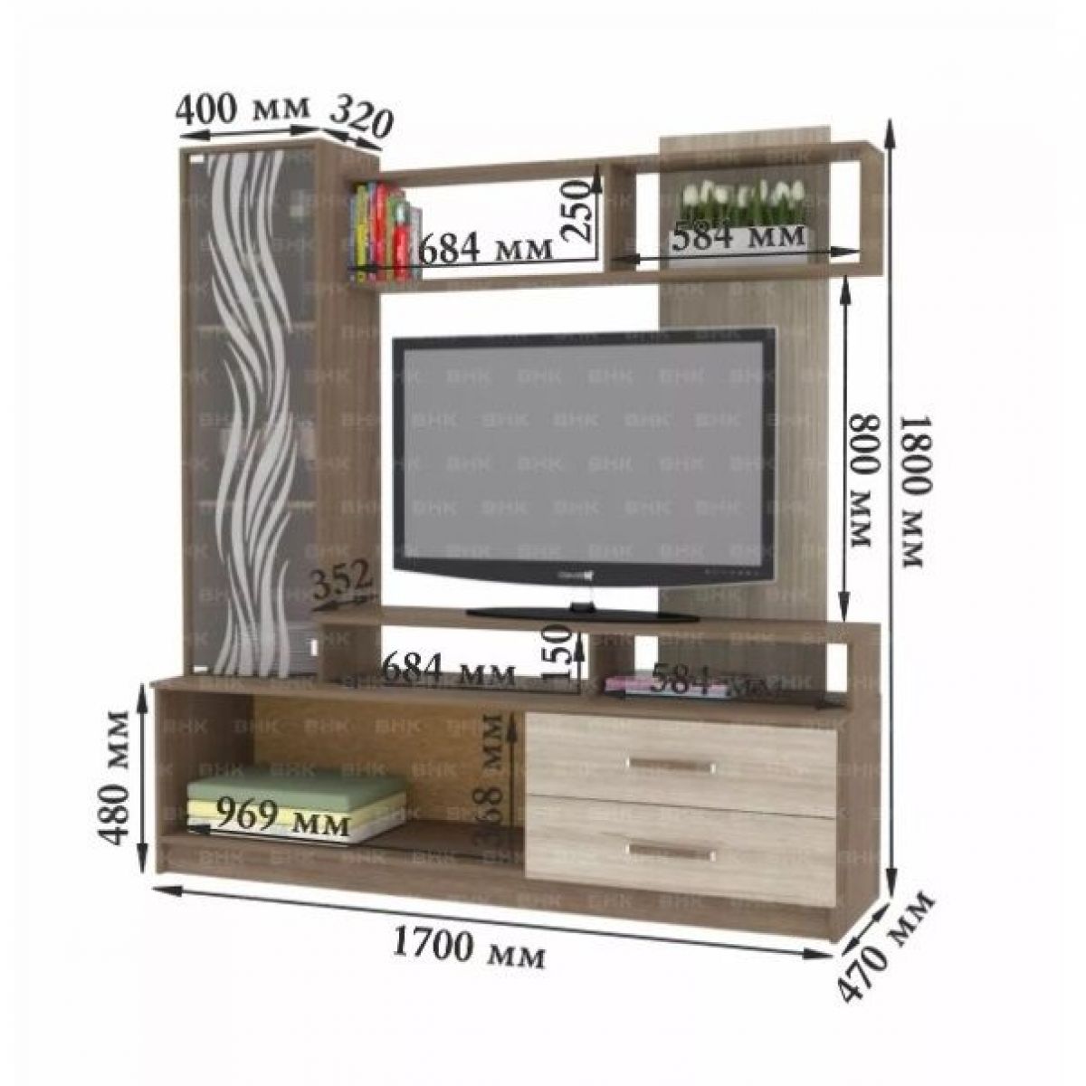 ДАРЬЯ Гостиная (Дуб Вотан/Белый глянец) | фото 8