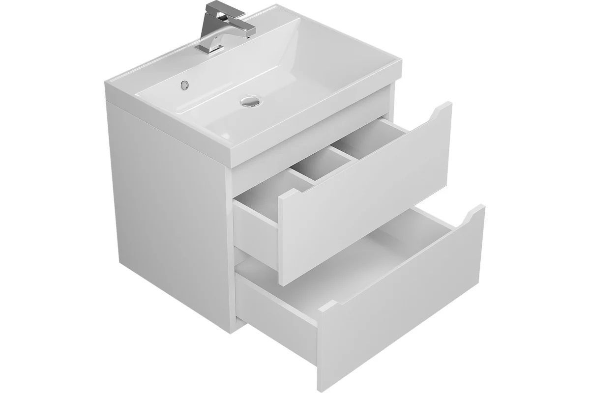 Тумба под раковину Uperwood Tanos 60 см, подвесная, белая матовая | фото 7