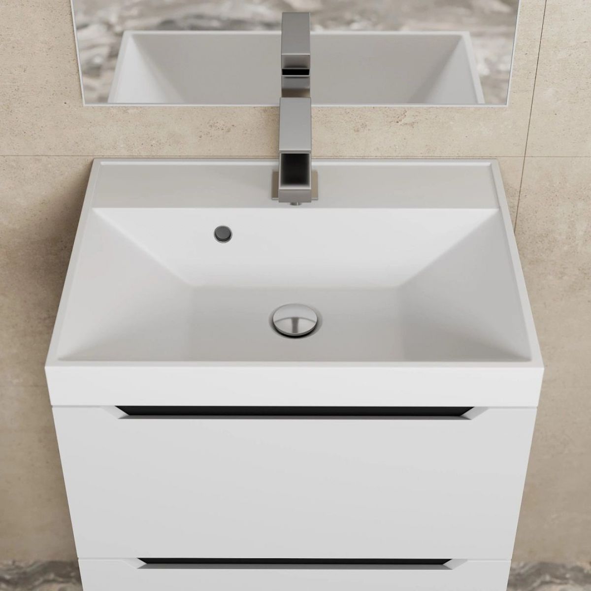 Тумба под раковину Uperwood Tanos 50 см, подвесная, белая/графит | фото 8