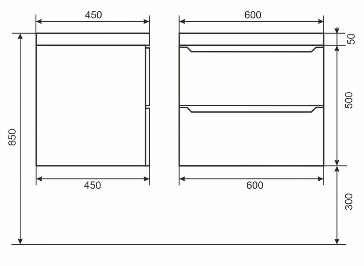 Тумба под раковину Uperwood Tanos 60 см, подвесная, белая/графит | фото 6