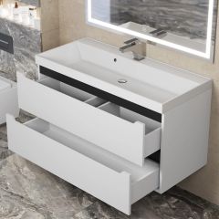 Тумба под раковину Uperwood Tanos 100 см, подвесная, белая/графит | фото 9