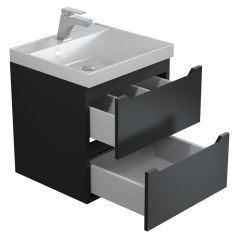 Тумба под раковину Uperwood Tanos 50 см, подвесная, черная матовая | фото 8