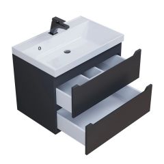 Тумба под раковину Uperwood Tanos 70 см, подвесная, черная матовая | фото 10