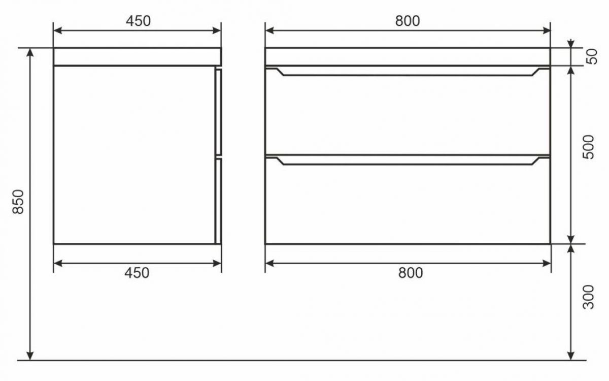 Тумба под раковину Uperwood Tanos 80 см, подвесная, черная матовая | фото 6