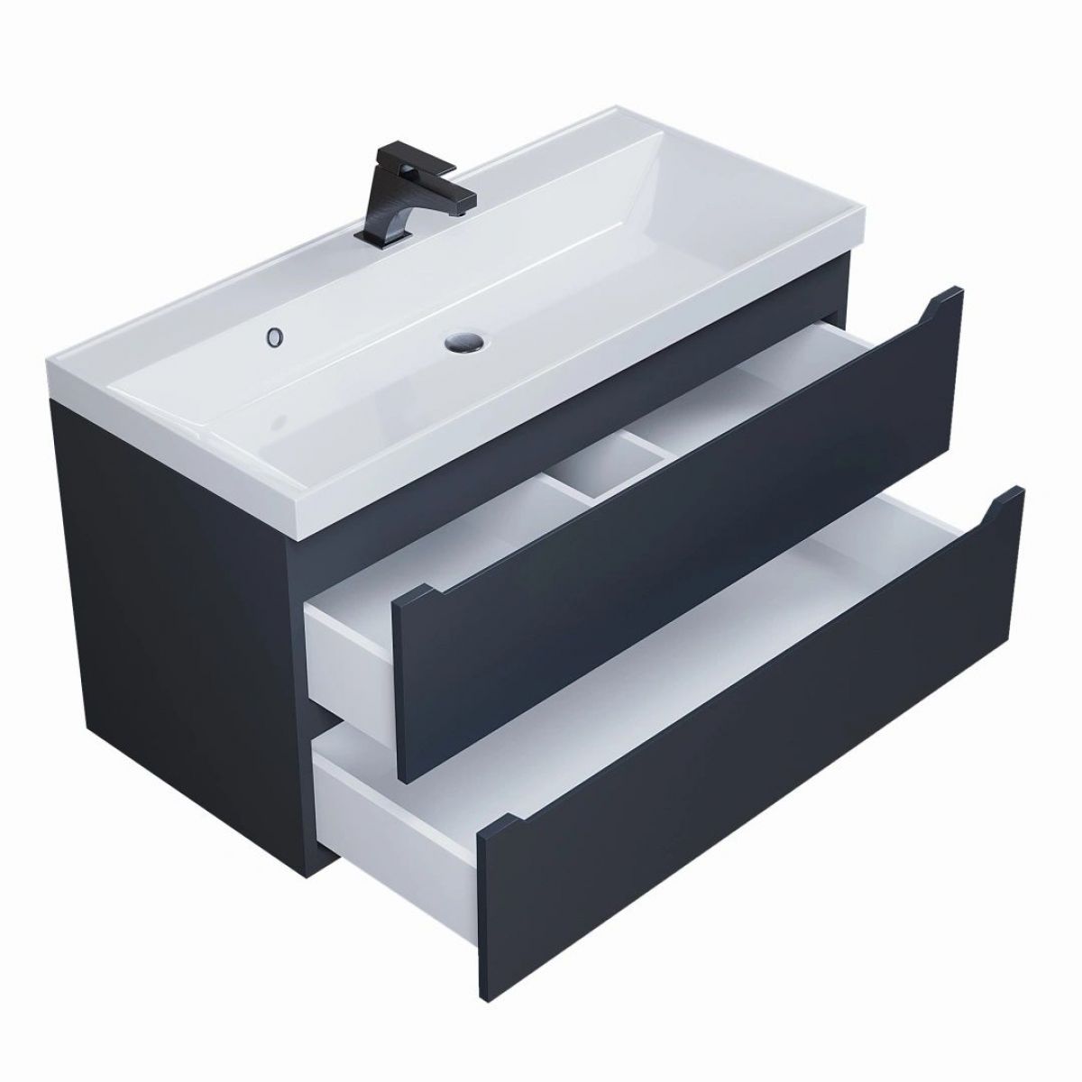 Тумба под раковину Uperwood Tanos 100 см, подвесная, черная матовая | фото 2