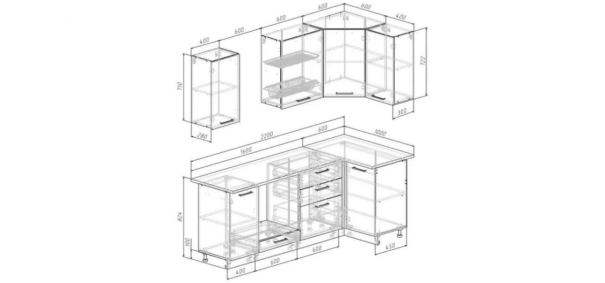 Кухонный гарнитур Антик 2200*1000 (Стол. 38мм) | фото 2