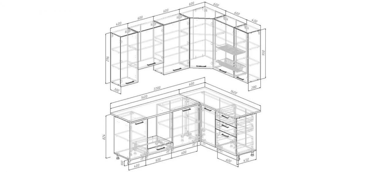 Кухонный гарнитур Антик 2200*1600 h950 (Стол. 26мм) | фото 2