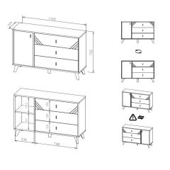 БАЙКАЛ Комод 3 ящика (со створкой) Графит/Дуб золотой | фото 5