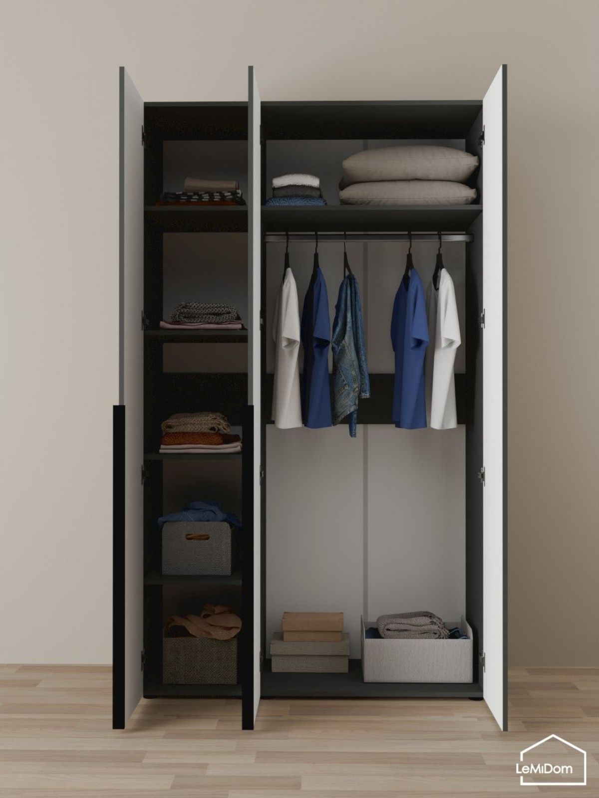 Шкаф Linnea MHR-3-1 2050х1200х510 (Графит-М 11.1.25) | фото 4