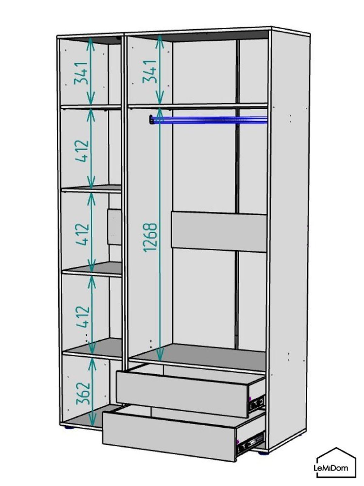 Шкаф Linnea MHR-3-2 2050х1200х510 (Графит-М 11.1.25) | фото 3