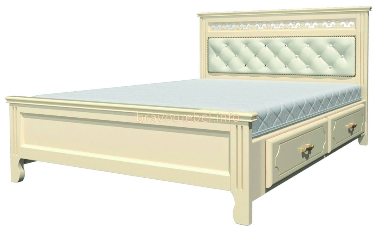 ГРАЦИЯ Кровать из массива 1600 с 2-мя ящиками  | фото 3