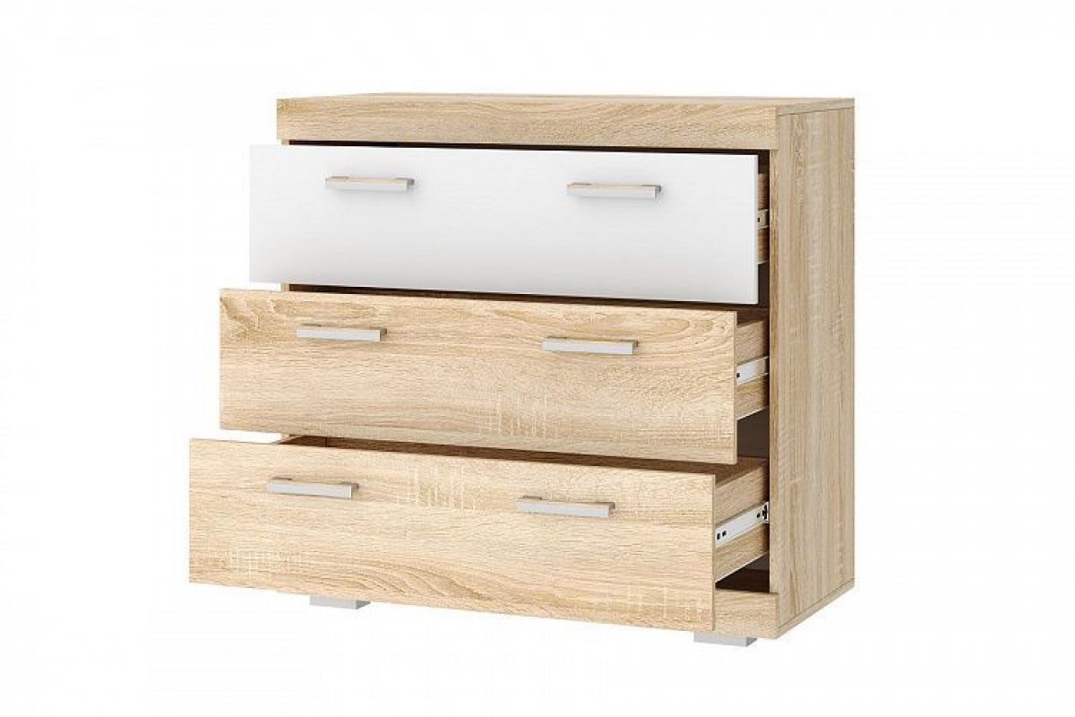 СОНАТА КС-900 Комод 3ящ. (дуб сонома/белый глянец) | фото 2